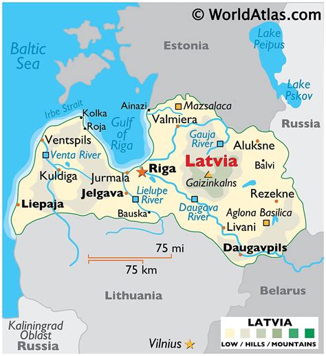 detailed map of latvia.